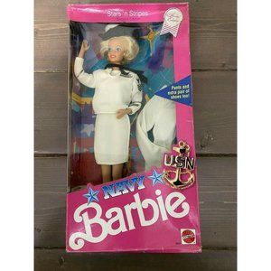 Vintage Navy Barbie Doll Stars N Stripes Mattel 1990 Special Edition 9693 - New